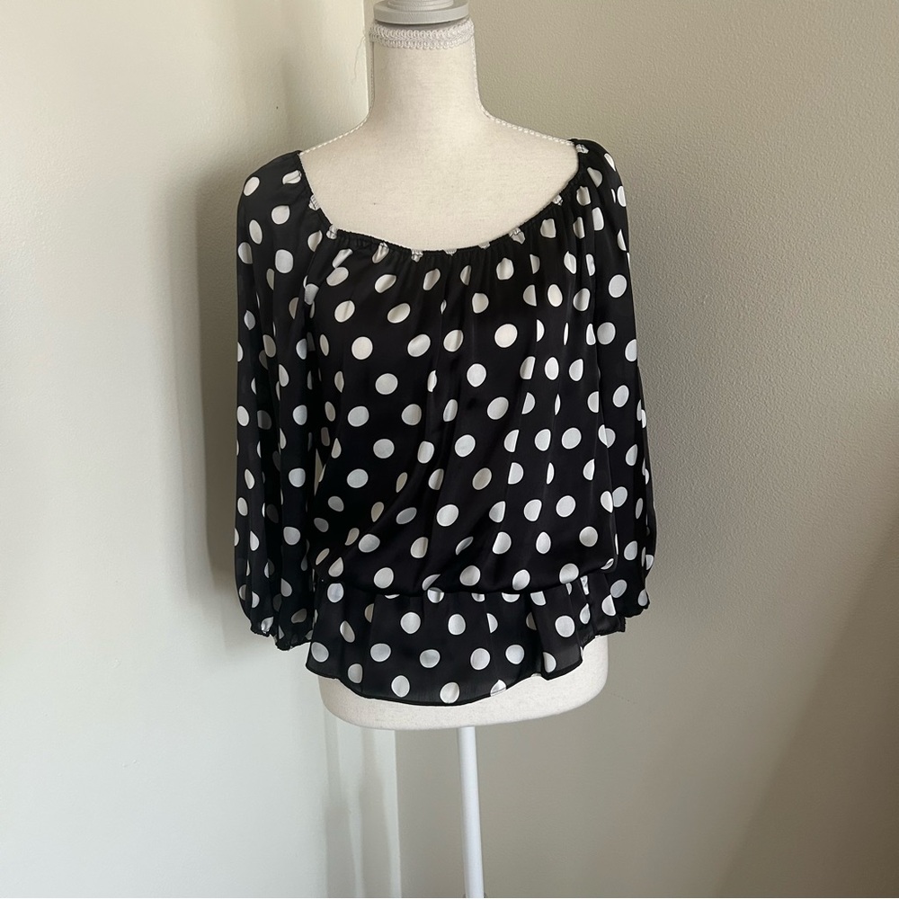 Vince Camuto Black & White Polka Dot Blouse – XS – NWT
